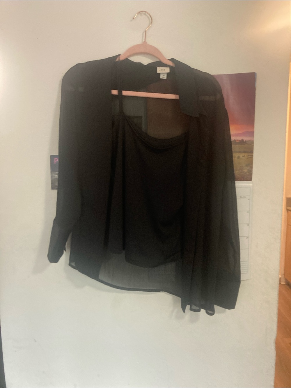 a new day Black Sheer Blouse with Camisole